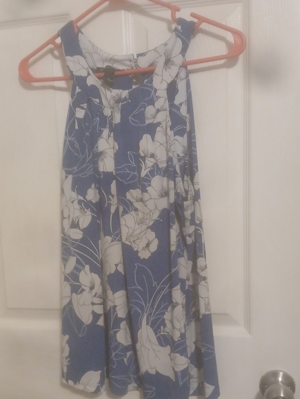 INC International Concepts Blue and White Floral Halter Tank Top
